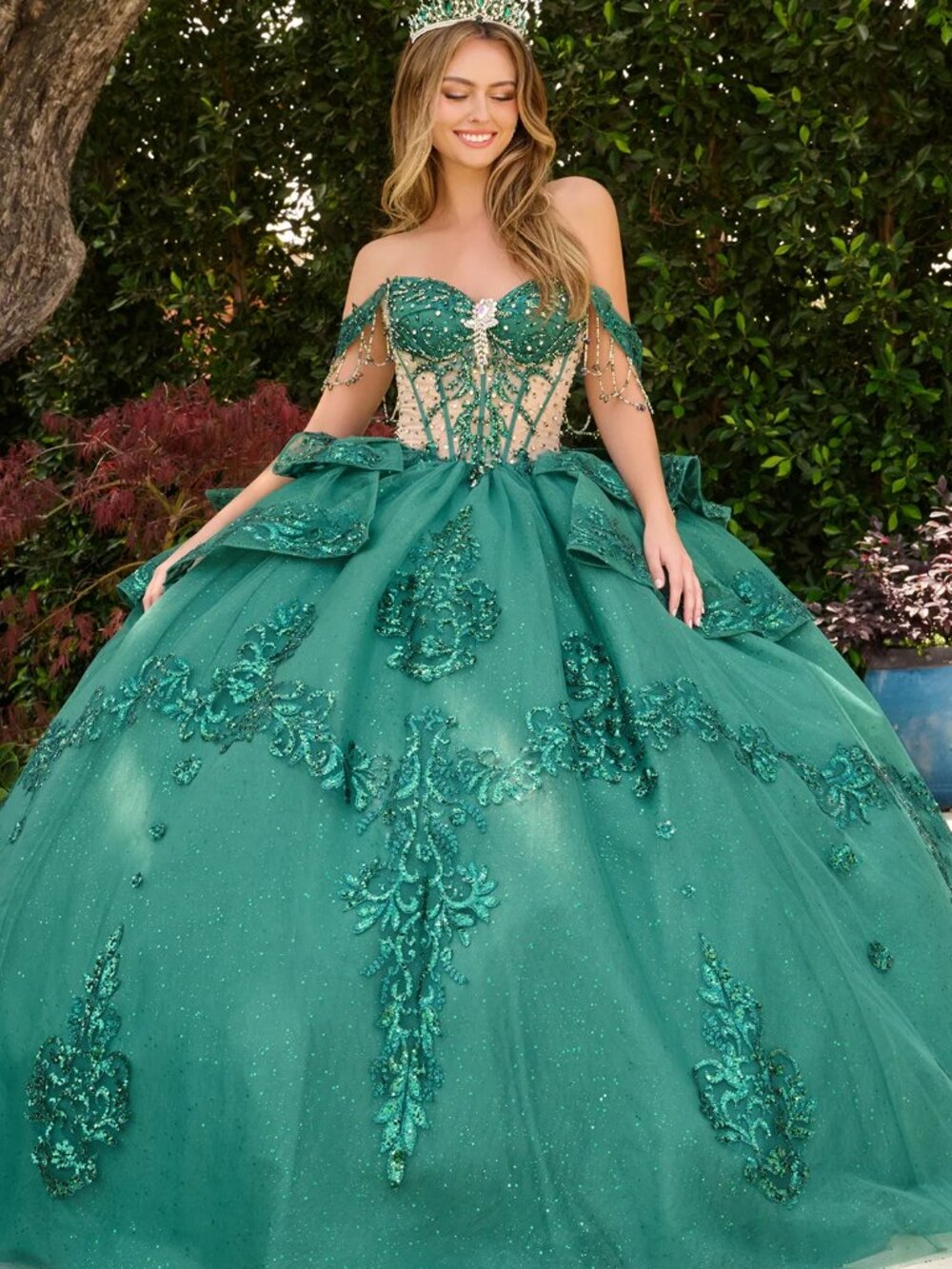 NEW GREEN Tulle & Sequin Sweetheart Evening Gown Floor Length Embellished GL3846